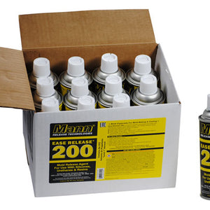 Box of eleven ease release 200 spray can mold release with one can set in front of the box.
