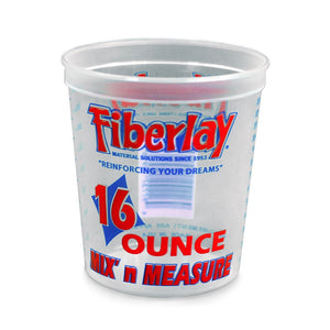 16 ounce plastic mix and measuring cup. Graduated for more accurate measuring.
