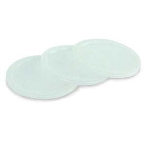 Three plastic cup lids for our resin measuring cups.