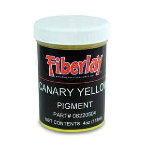 Yellow liquid concentrate pigment in 4 ounce bottle. To be mixed with polyester, vinyl ester and epoxy resins.