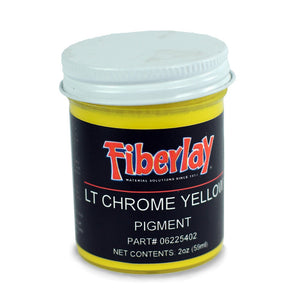 Two ounce jar of light chrome yellow pigment. A bright yellow opaque liquid concentrate pigment.