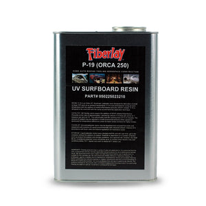 UV ortho polyester surfboard laminating resin for use with fiberglass.
