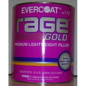 Gallon can of Evercoat Rage 112 Gold premium lightweight filler.