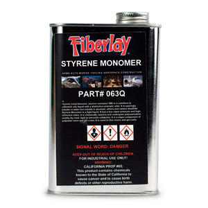 Quart metal can of styrene monomer used to thin resins and gel coats.